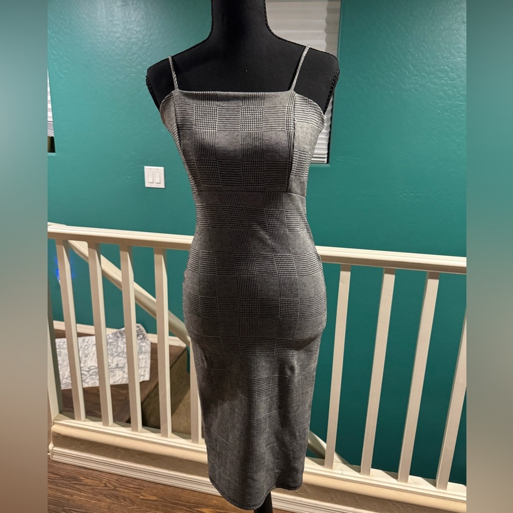 Gray Checkered Long Dress - Size S